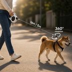 Lulupet 16ft Retractable Dog Leash with LED Light for Small to Medium Dogs